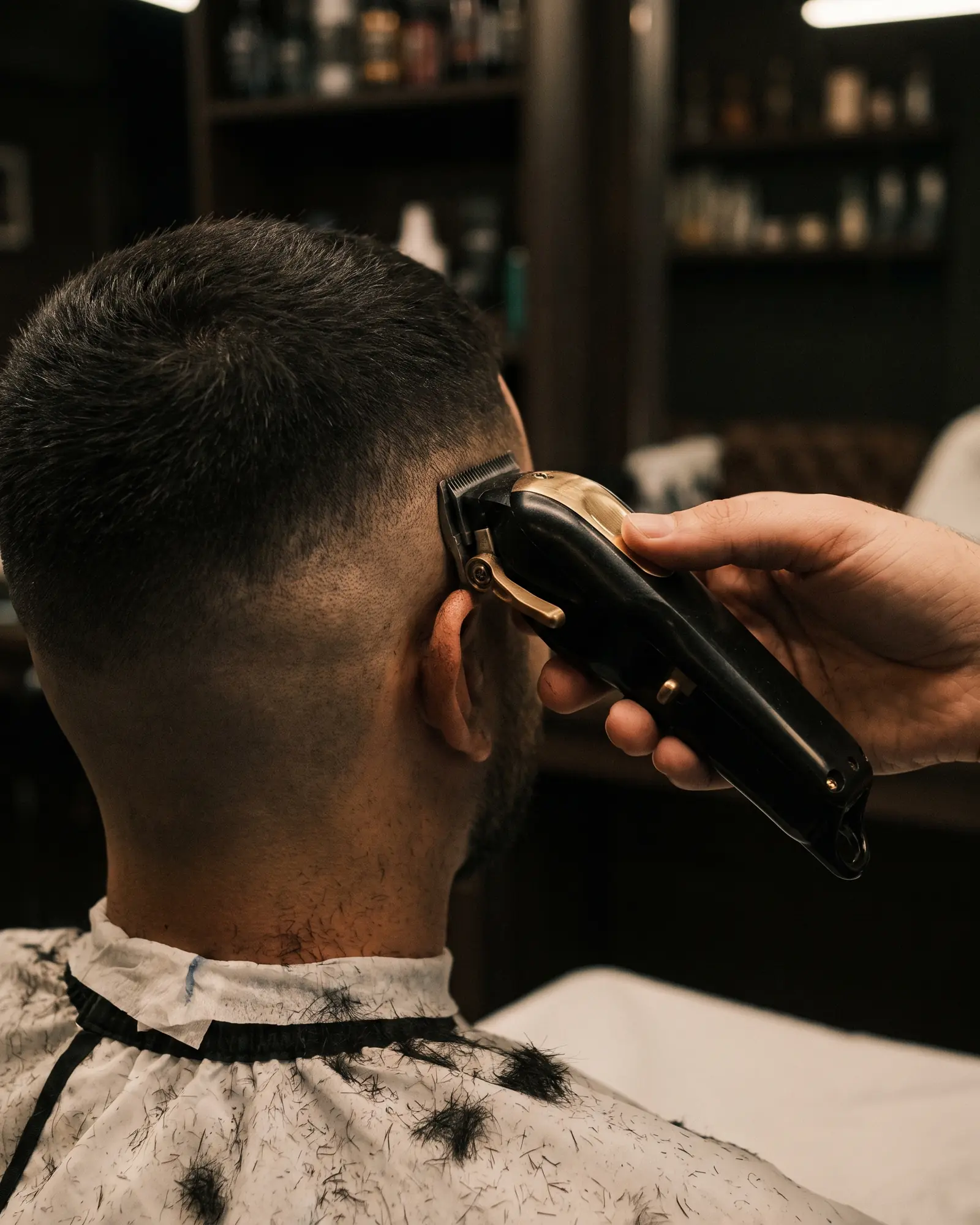 Corte de pelo fade con máquina a domicilio